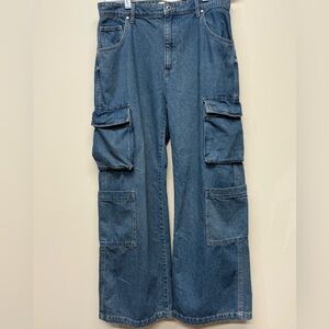 Cotton On Blue Flare Wide Leg Jeans